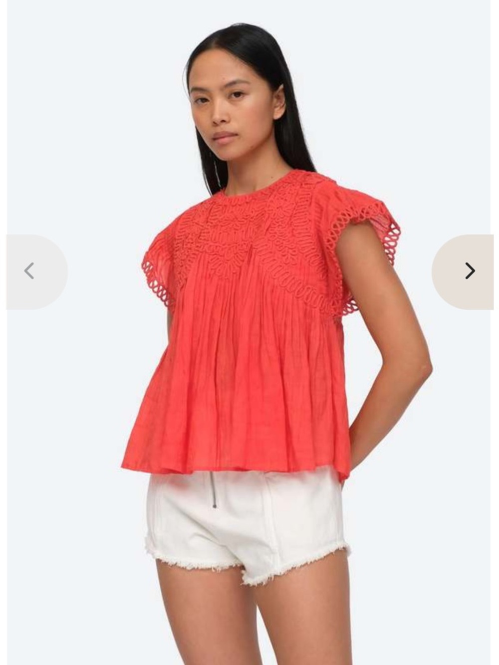 Sea New York Red/Coral Frida Flutter-Sleeve Top - Picture 13 of 13